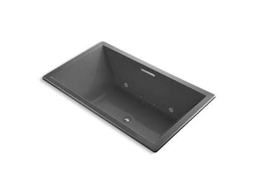 Underscore® Rectangle 72" x 42" drop-in BubbleMassage™ Air Bath with chromatherapy and center drain, Thunder Grey