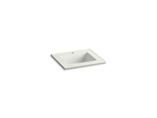 Ceramic/Impressions® 25" rectangular vanity-top bathroom sink with single faucet hole, Dune Impressions