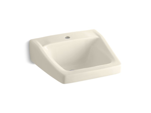 Chesapeake™ 20" x 18-1/4" wall-mount/concealed arm carrier bathroom sink with single faucet hole, Almond