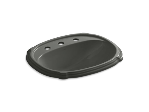 Portrait® drop-in bathroom sink with 8" widespread faucet holes, Thunder Grey