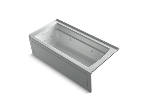 Archer® 66" x 32" whirlpool with integral apron, left-hand drain and heater, Ice™ Grey