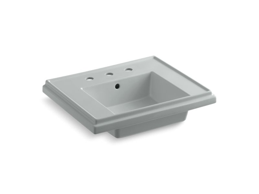 Tresham®24" pedestal bathroom sink basin with 8" widespread faucet holes, Ice™ Grey