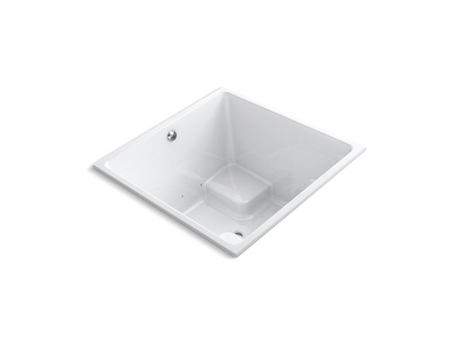 Underscore® Rectangle 48" x 48" cube drop-in BubbleMassage™ Air Bath with Bask™ heated surface and center drain, White