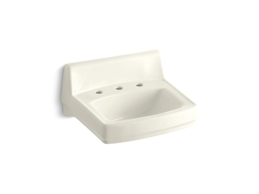 Greenwich™ 20-3/4" x 18-1/4" wall-mount/concealed arm carrier bathroom sink with widespread faucet holes, Biscuit