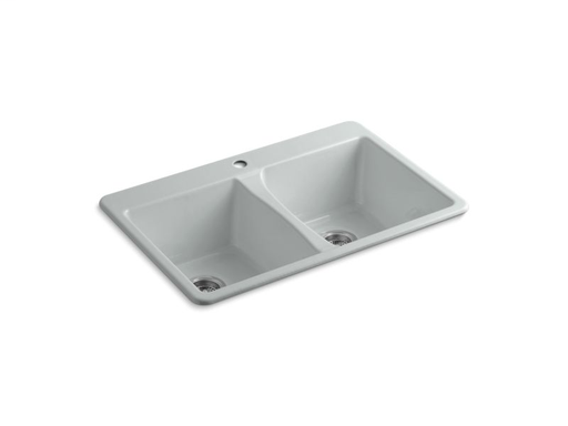 Deerfield® 33" x 22" x 9-5/8" top-mount double-equal kitchen sink, Ice™ Grey