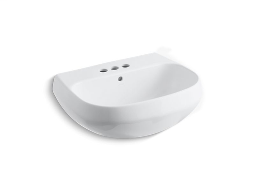 Wellworth® bathroom sink basin with 4" centerset faucet holes, White