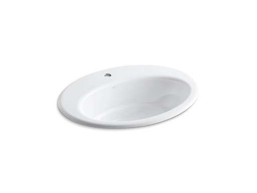 Thoreau® drop-in bathroom sink with single faucet hole, White