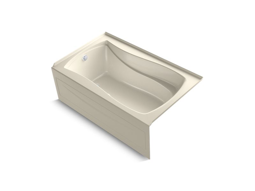 Mariposa® 60" x 36" alcove BubbleMassage™ Air Bath with Bask® heated surface, integral apron and left-hand drain, Almond