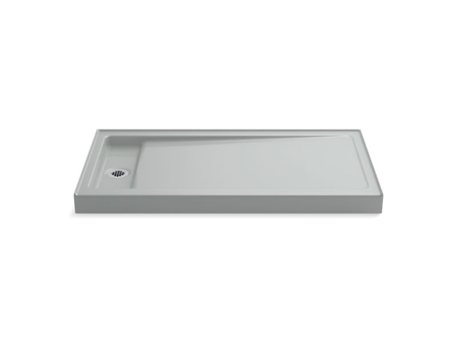 Bellwether® 60" x 32" single-threshold shower base with left center drain, Ice™ Grey