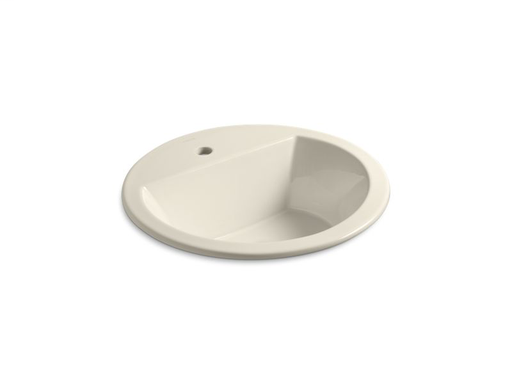 Bryant® round drop-in bathroom sink with single faucet hole, Almond