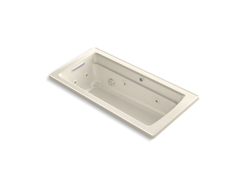 Archer® 66" x 32" drop-in whirlpool + BubbleMassage™ Air Bath, Almond