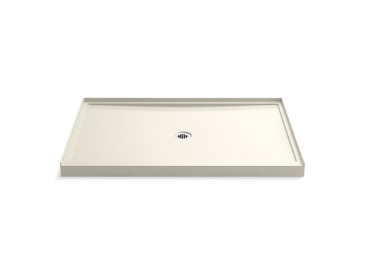 Rely® 60" x 42" single-threshold shower base with center drain, Biscuit