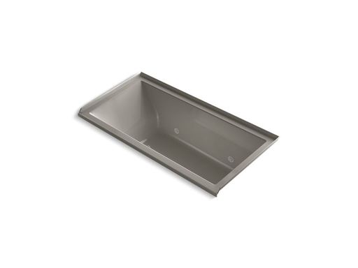Underscore® Rectangle 60" x 30" drop-in VibrAcoustic® bath with Bask® heated surface, chromatherapy, integral flange and right-hand drain, Cashmere