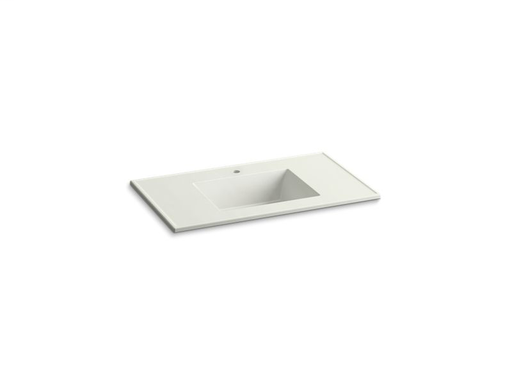 Ceramic/Impressions® 37" rectangular vanity-top bathroom sink with single faucet hole, Dune Impressions