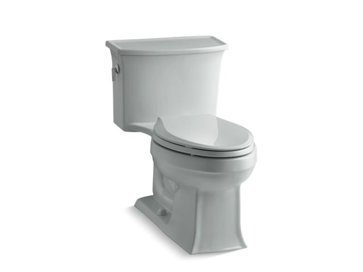 Archer® one-piece elongated 1.28 gpf toilet with AquaPiston® flush technology and left-hand trip lever, Ice™ Grey