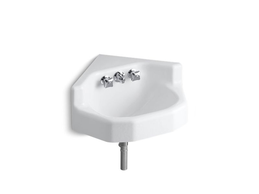 Marston™ 16" x 16" corner wall-mount/shelf back bathroom sink with factory-installed Triton® faucet, White