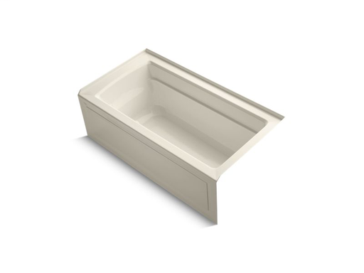Archer® 60" x 32" alcove BubbleMassage™ Air Bath with integral apron and right-hand drain, Almond