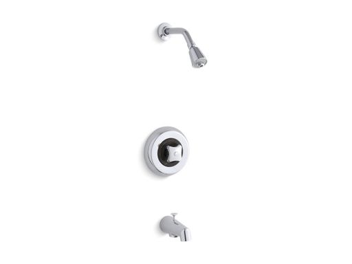 Triton® Rite-Temp® bath and shower valve trim with standard handle, NPT spout and 2.5 gpm showerhead, Polished Chrome