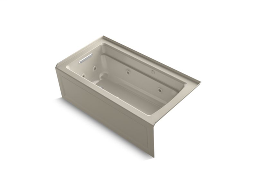 Archer® 60" x 32" integral apron whirlpool + BubbleMassage™ Air Bath with left-hand drain, Sandbar