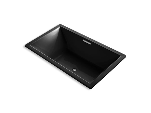 Underscore® Rectangle 72" x 42" drop-in VibrAcoustic® bath with center drain, Black Black