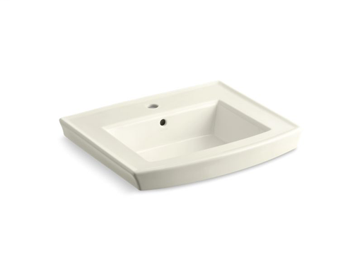Archer® pedestal bathroom sink with single faucet hole, Biscuit