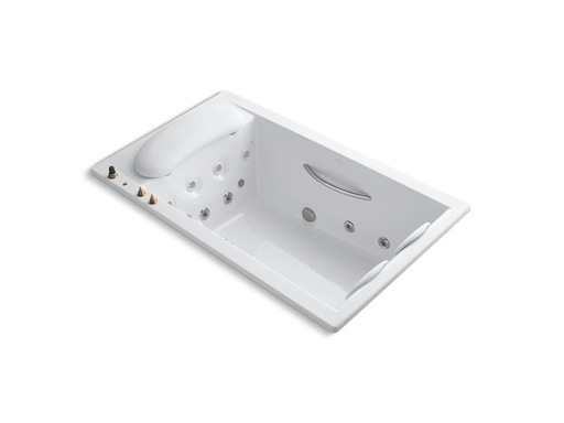 Riverbath® 75" x 45" drop-in whirlpool with integral fill, chromatherapy and heater without jet trim, White