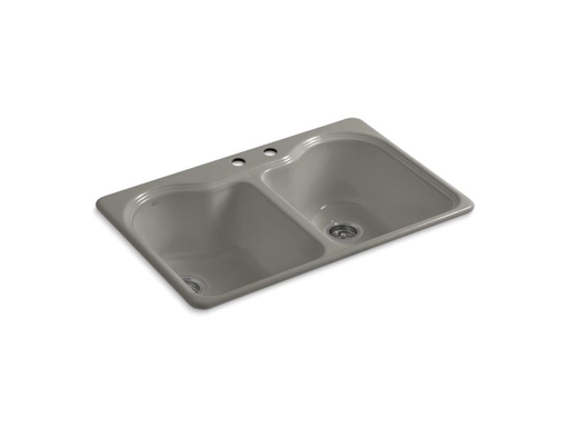Hartland® 33" x 22" x 9-5/8" top-mount double-equal kitchen sink with 2 faucet holes, Cashmere