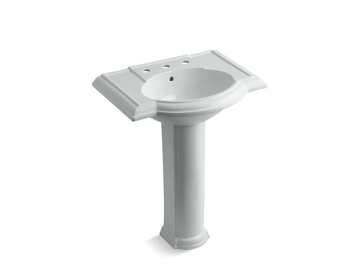Devonshire® 27" pedestal bathroom sink with 8" widespread faucet holes, Ice™ Grey