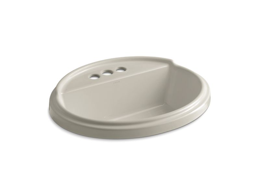 Tresham® oval drop-in bathroom sink with 4" centerset faucet holes, Sandbar