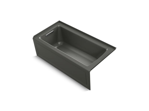 Archer® 60" x 30" alcove VibrAcoustic® bath with integral apron, integral flange and left-hand drain, Thunder Grey