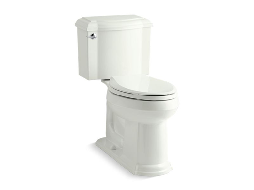 Devonshire® Comfort Height® two-piece elongated 1.28 gpf toilet with AquaPiston® flushing technology and left-hand trip lever, seat not included, Dune