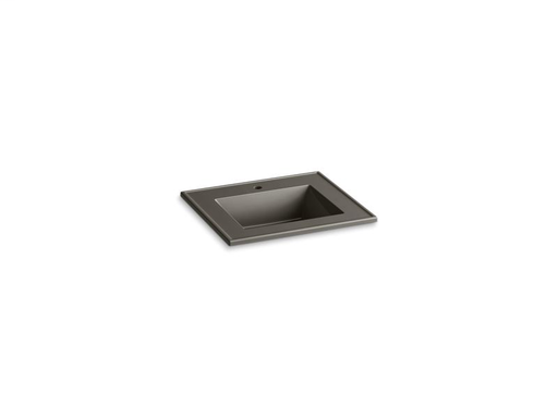 Ceramic/Impressions® 25" rectangular vanity-top bathroom sink with single faucet hole, Cashmere Impressions