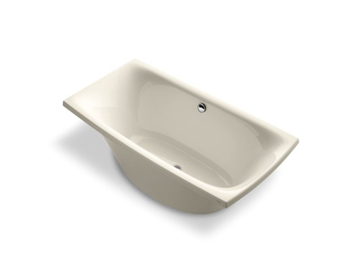 Escale® 72" x 36" freestanding bath and center drain, Almond