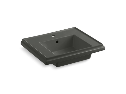 Tresham®24" pedestal bathroom sink basin with single faucet hole, Thunder Grey