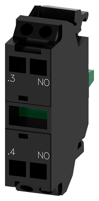 Product image for Siemens 3SU14001AA103BA0 500 VAC 10 Amp 1NO Spring Terminal Silver Auxiliary Contact Block with Cage Clamp