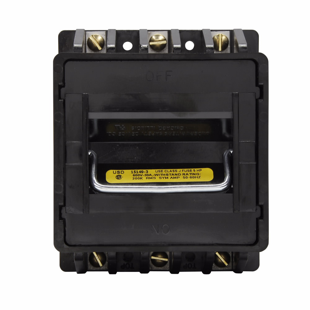 Bussmann Series 15149-3 3-Pole 30 Amp 600 Volt Fused Dead Front Disconnect Switch Bussmann Series 15149-3 3-Pole 30 Amp 600 Volt Fused Dead Front Disconnect Switch