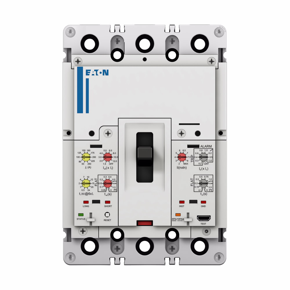 Product image for Cutler-Hammer PDG23M0100E2NL Power Defense molded case circuit breaker, Globally Rated, Frame 2, Three Pole, 100A, 65kA/480V, PXR20 LSI TU, Standard Terminals Load Only (PDG2X3T100)