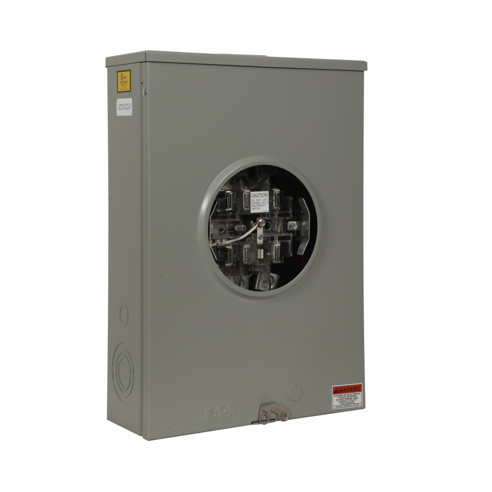 Eaton meter socket, Comm, 200A, Over/under, Hub cover plate, #6