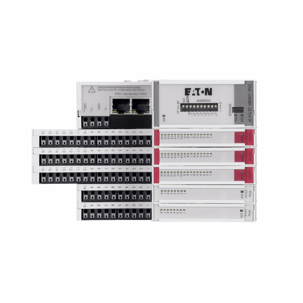 Product image for Cutler-Hammer XNE-GWBR-2ETH-IP Integrated I/O Gateway Modules, Standard Gateway, EtherNet/IP fieldbus