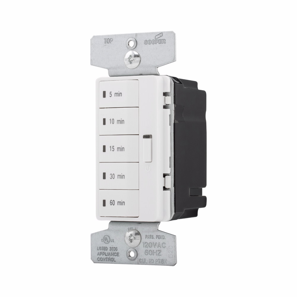 Product image for Eaton PT18M-W 5-Button Minute Timer w/ OFF, Single-Pole, 15A 120V 1800W, White