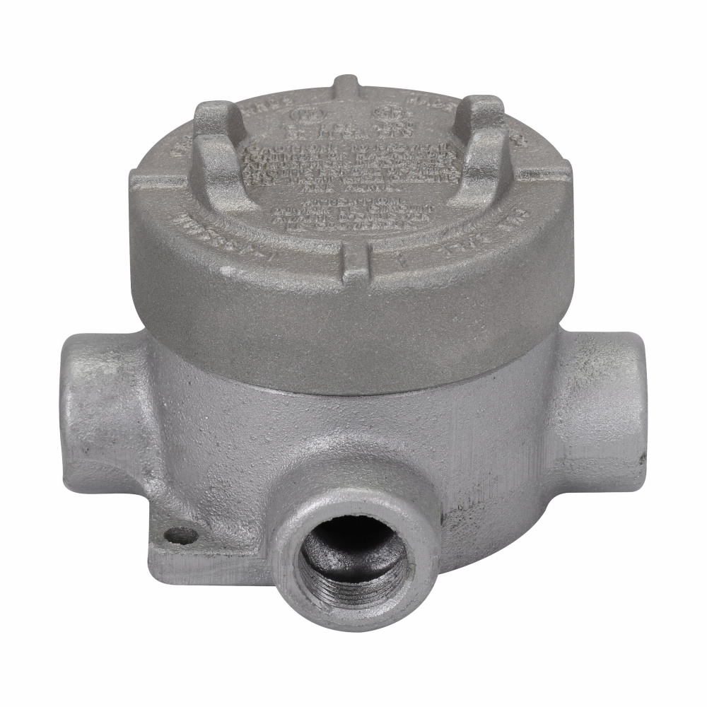 Crouse-Hinds Series EAJT16 1/2 Inch Hub Iron Alloy Type T Round Conduit Outlet Box with Cover Crouse-Hinds Series EAJT16 1/2 Inch Hub Iron Alloy Type T Round Conduit Outlet Box with Cover