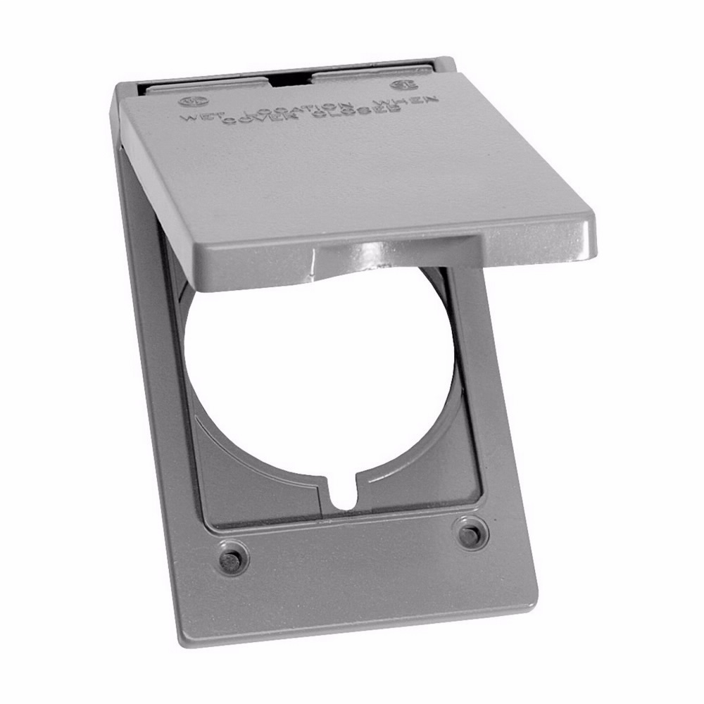 Crouse-Hinds Series TP7218 Gray Die-Cast Aluminum 1-Gang Self-Closing Weatherproof Outlet Box Cover with Gasket Crouse-Hinds Series TP7218 Gray Die-Cast Aluminum 1-Gang Self-Closing Weatherproof Outlet Box Cover with Gasket