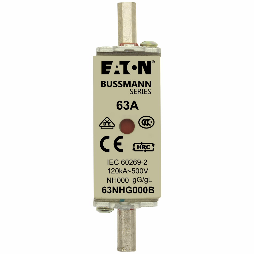 Bussmann Series 63NHG000B 63 Amp 500 VAC High Rupturing Capacity Fuse Bussmann Series 63NHG000B 63 Amp 500 VAC High Rupturing Capacity Fuse
