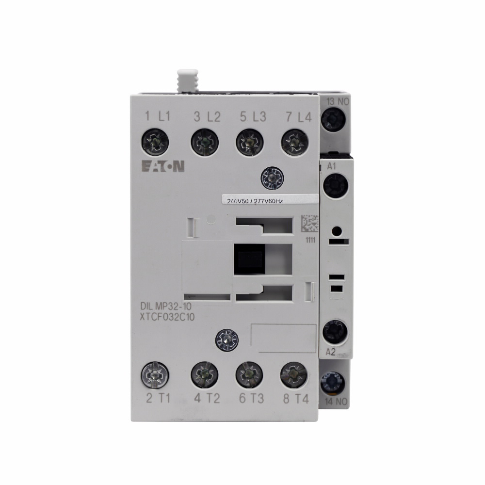 Product image for Cutler-Hammer XTCF045C10H XT IEC contactor, 45A, 240 Vac, 50 Hz, 277V 60 Hz, 1NO, 1000A, Frame C, 45 mm, 50-60 Hz, 7.5, 10, 15, 20 hp (3PH @200, 230, 460, 575 V), Four-pole, Non-reversing, , Screw termi
