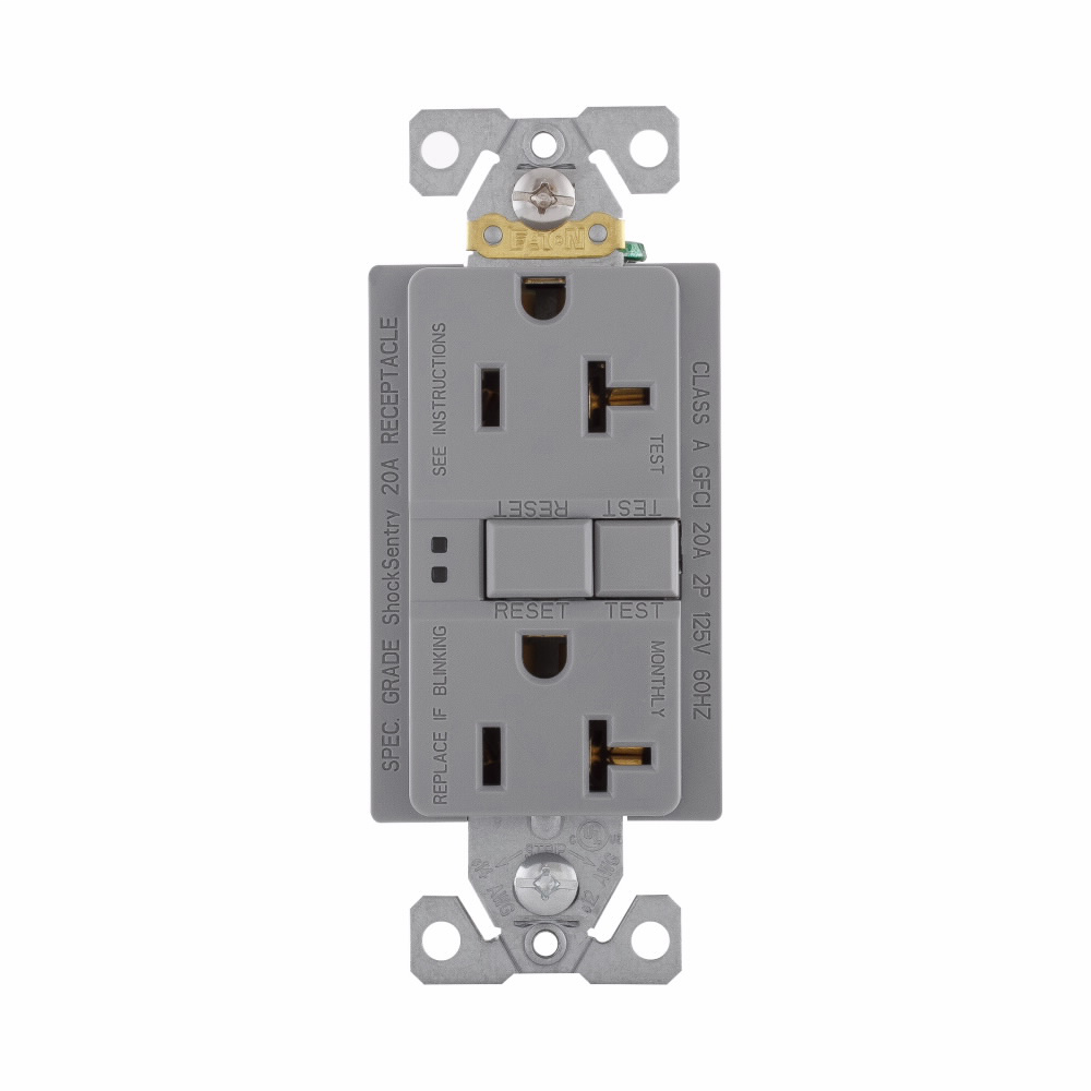Arrow Hart Wiring SGF20GY-L 20 Amp 125 VAC 2-Pole 3-Wire NEMA 5-20R Gray GFCI Duplex Receptacle Arrow Hart Wiring SGF20GY-L 20 Amp 125 VAC 2-Pole 3-Wire NEMA 5-20R Gray GFCI Duplex Receptacle