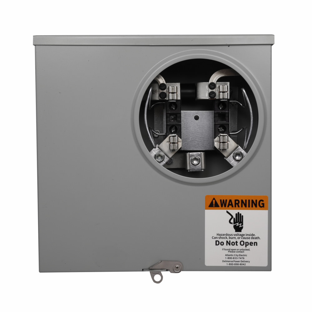 Product image for Cutler-Hammer UHIRS223ACVCH meter socket, 1-pos resi service, 200A, UG/OH, Solid top, #8-350 kcmil, 4-jaw, 1-ph, #8-350 kcmil, Inhib provided on wire conns, Horn bypass, Gnd conn (#14-#2 Cu), Triplex, 3