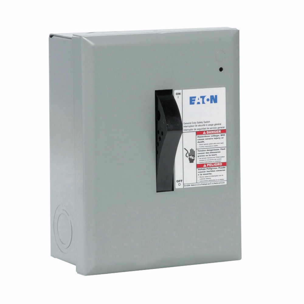 Product image for Eaton Electrical DP111NGB 120/240 VAC 30 Amp 1/2 to 2 Hp 1-Pole 2-Wire Fusible Single Throw Safety Switch