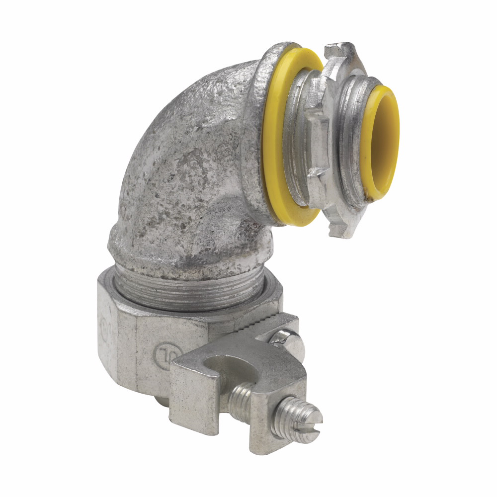 Crouse-Hinds Series LT15090G 1-1/2 Inch Malleable Iron Non-Insulated 90 Degrees Liquidtight Conduit Connector Crouse-Hinds Series LT15090G 1-1/2 Inch Malleable Iron Non-Insulated 90 Degrees Liquidtight Conduit Connector