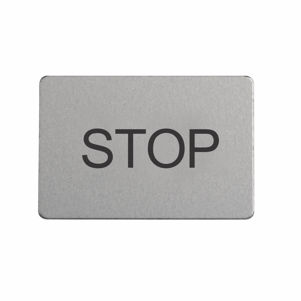Product image for Cutler-Hammer M22-XST-GB0 M22 pushbutton legend plate insert, M22 Modular Pushbutton Legend Plate Insert, 22.5 mm, Inscription: STOP/ GB0, IP66, NEMA 4X, 13