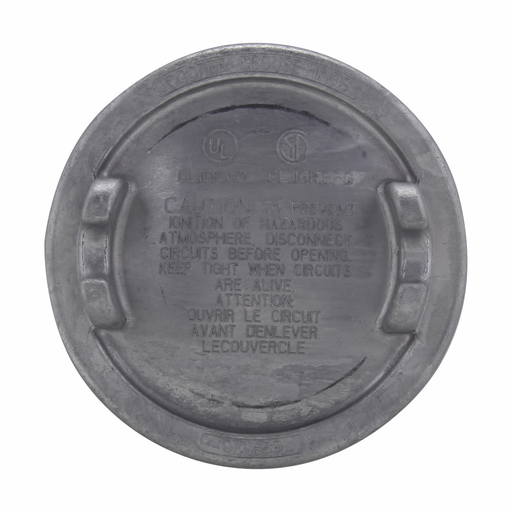 Eaton Crouse-Hinds series Condulet GUA surface cover, 3" cover opening diameter, Copper-free aluminum, 12 thread pitch